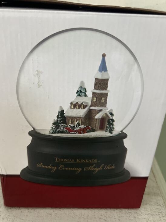 Thomas Kinkade Other - Thomas Kinkade Sunday Evening Sleigh Ride Snow Globe 1996